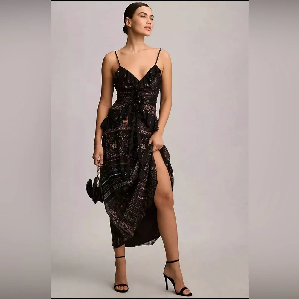 NWT Anthropologie Let Me Be floral maxi with ruffles - Picture 1 of 11